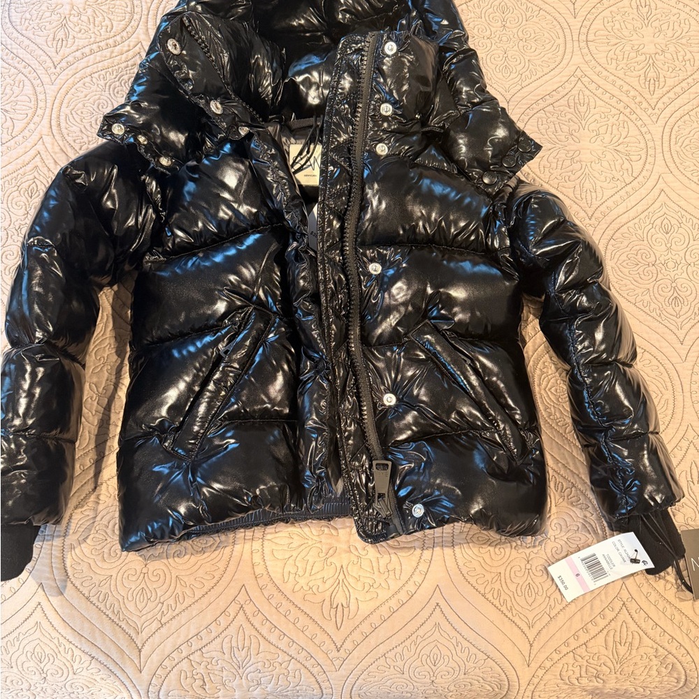 SAM Metallic Black Puffer Jacket NWT Size 6 girls